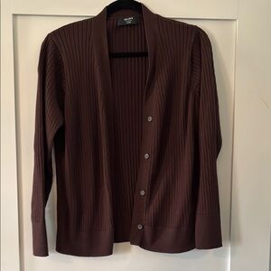 Brass Espresso Brown Ribbed Cardigan